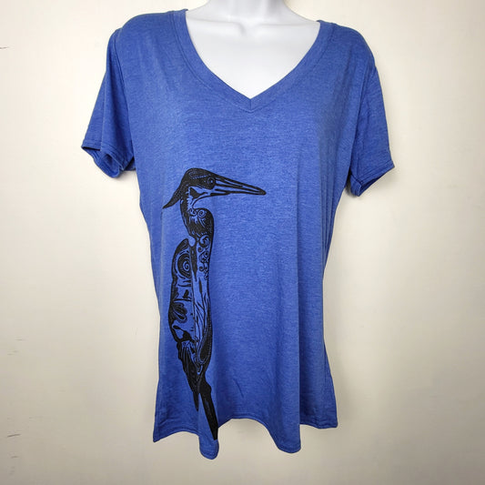 BBIN1 - Pachena Coastal Clothing blue heron t-shirt. Size large 🍁