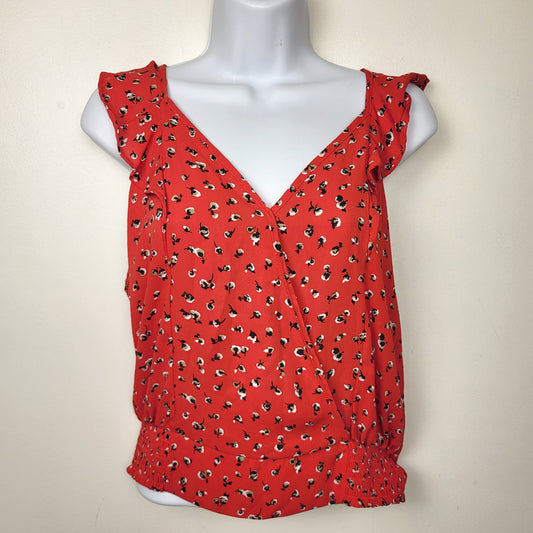 BBIN1 - Sienna Sky red floral print sleeveless top. Size large
