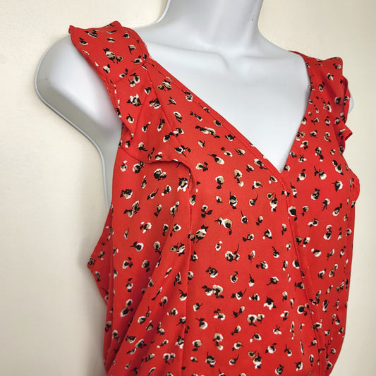 BBIN1 - Sienna Sky red floral print sleeveless top. Size large