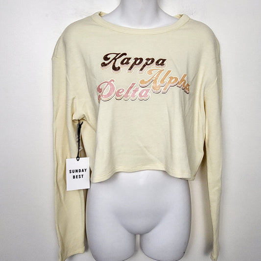 KBRD - NEW - Aritzia Sunday Best yellow waffle knit cropped top. Size XS