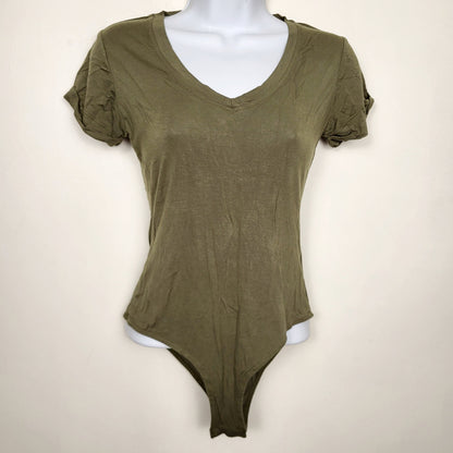CSAL1 - H and M green rayon bodysuit. Size XS