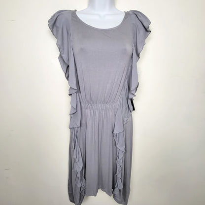 CSAL1 - NEW - Dex grey rayon dress with ruffles. Size XS