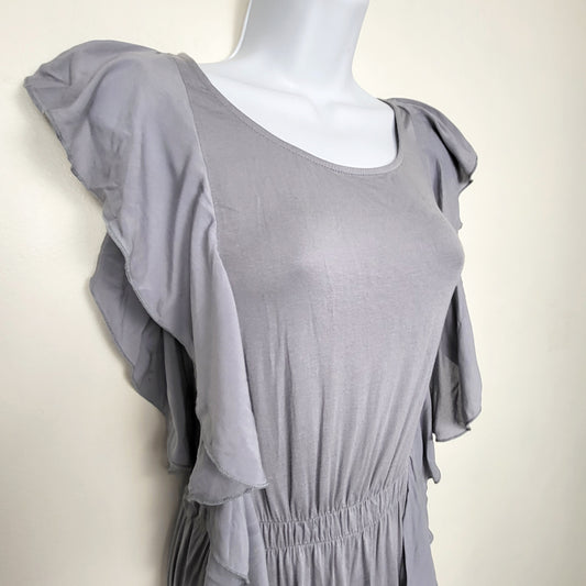 CSAL1 - NEW - Dex grey rayon dress with ruffles. Size XS