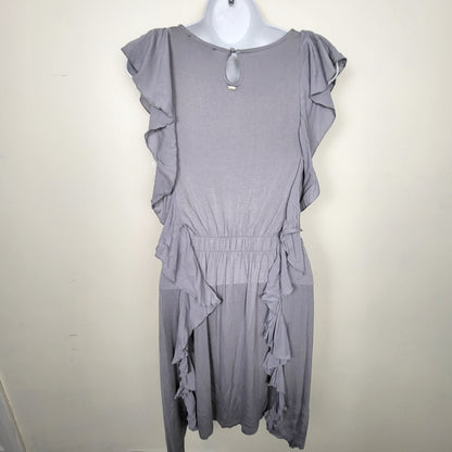 CSAL1 - NEW - Dex grey rayon dress with ruffles. Size XS
