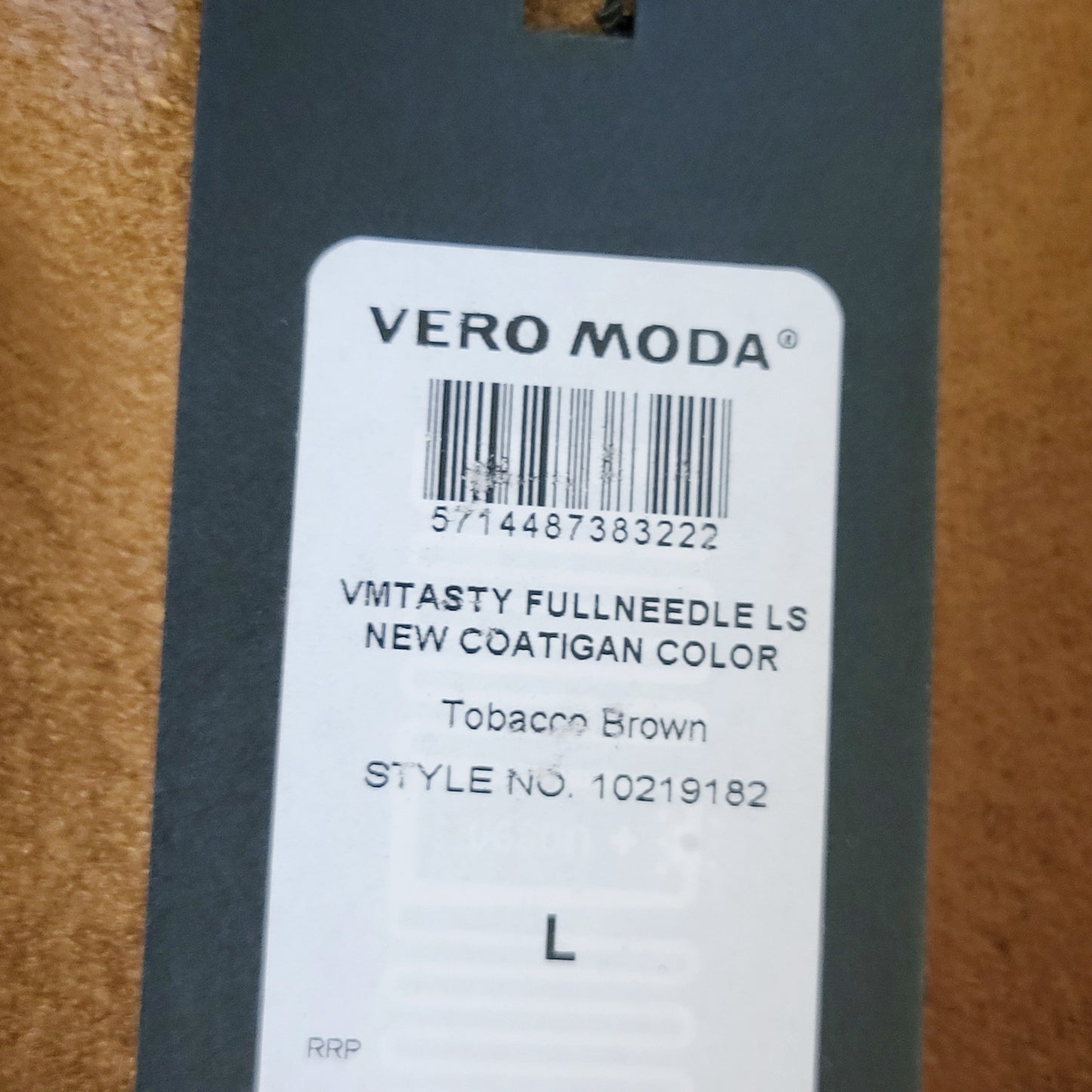 LHEP1 - NEW - Vero Moda tan "Coatigan". Size large