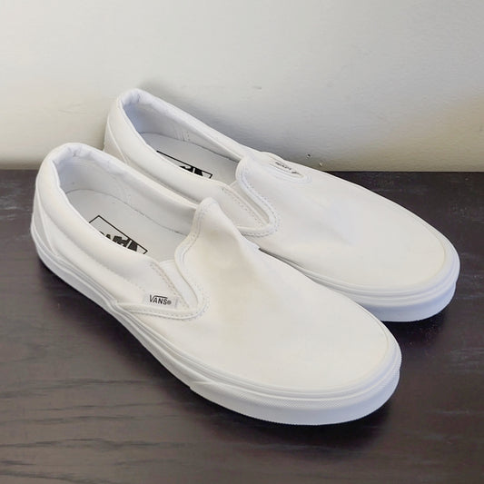 MBRS - Vans white canvas slip on shoes. Men's size 8 / Ladies size 9.5