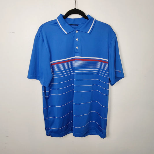 JUDR1 - Chaps blue striped golf shirt. Men's size large