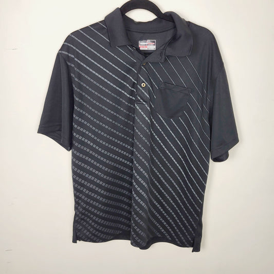 JUDR1 - Grand Slam black striped golf shirt. Men's size large