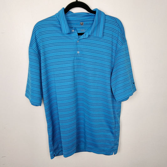 JUDR1 - Nike blue striped rib knit golf shirt. Men's size large