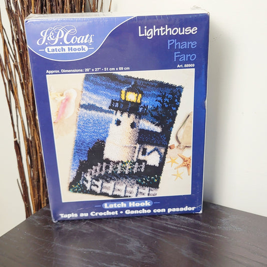 NEW - Vintage Y2K J. and P. Coats latch Hook Set - Lighthouse