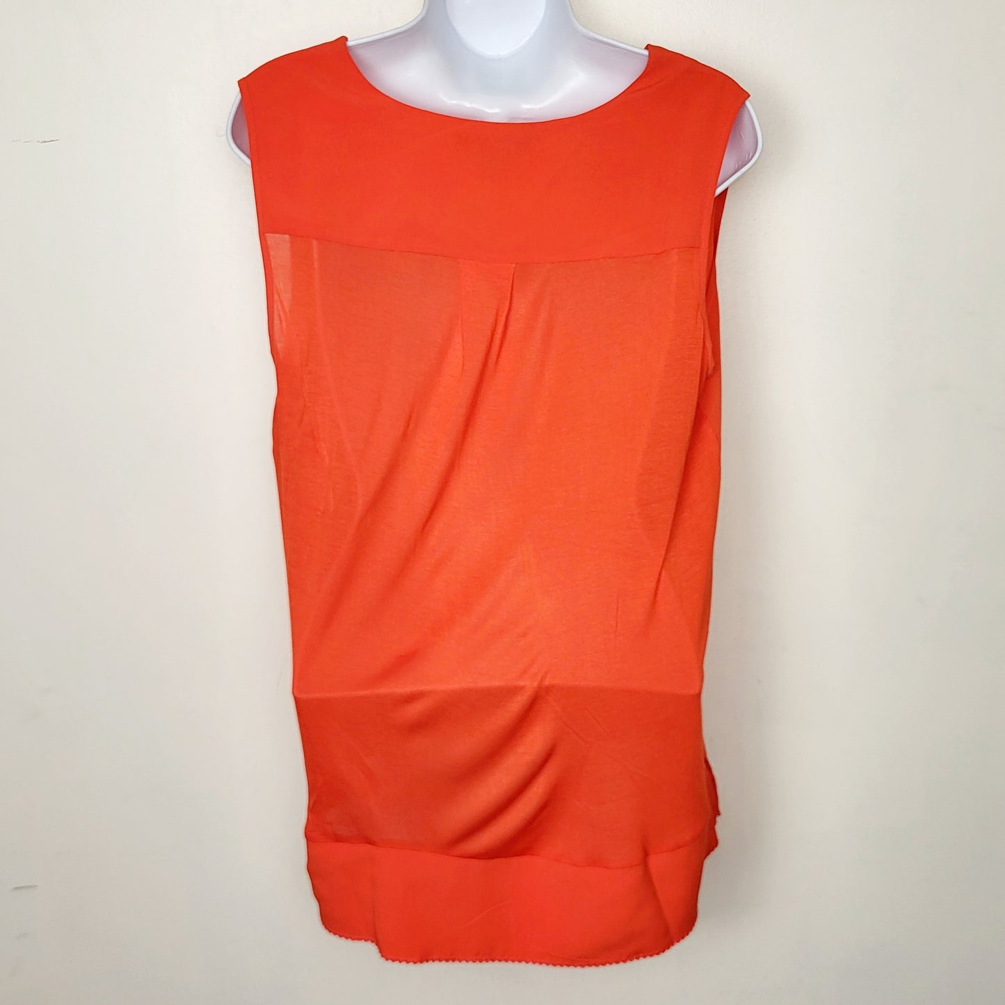 MFTZ2 - French Connection orange-red sleeveless blouse. Size Medium