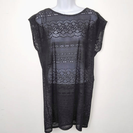MFTZ2 - Merona black mesh beach cover up dress. Size medium