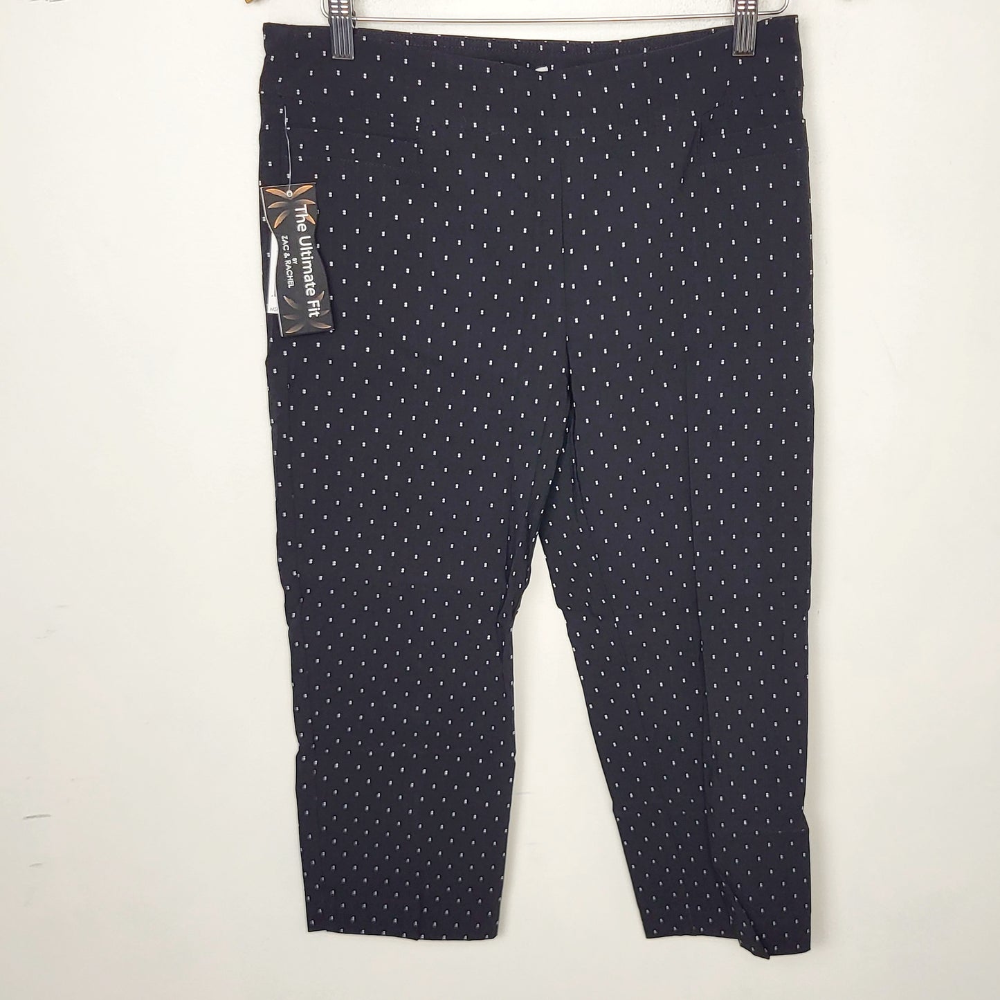MFTZ2 - NEW - Zac and Rachel black and white patterned cropped elastic waist trousers. Size 10