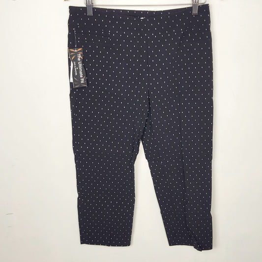 MFTZ2 - NEW - Zac and Rachel black and white patterned cropped elastic waist trousers. Size 10