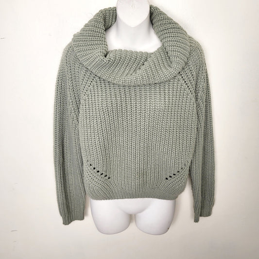 CSEB1 - Moon and Madison sage green cowl neck sweater. Size medium