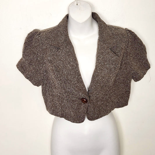 CSEB1 - Vintage Costa Blanca cropped twill blazer. Size large (measures as a medium)