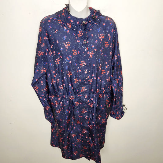 BBIN2 - NEW - Esprit navy floral print hooded nylon jacket. Size medium