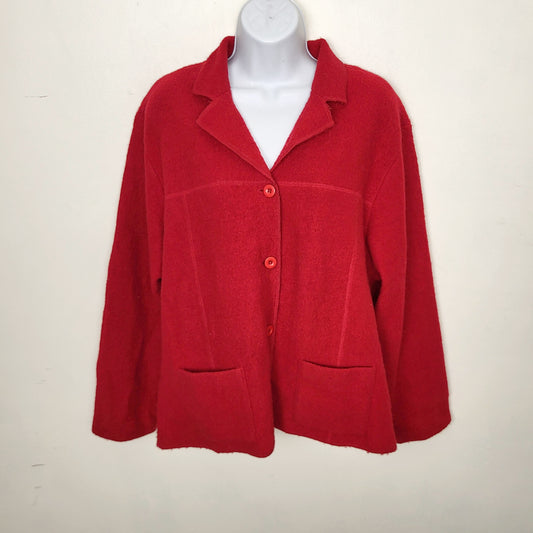 CSEB2 - Red textured likely wool jacket. Sizes like a large/XL