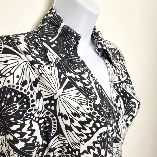 CSEB2 - Brooks Brothers black and white butterfly wrap dress. Size small