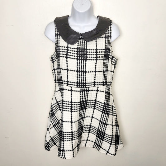 CSEB2 - Fifty Percent knit plaid contrast collar fit n flare dress. Size medium