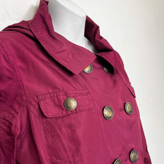 KMRY1 - Hurley pinky-red water resistant trench coat. Size small