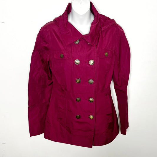 KMRY1 - Hurley pinky-red water resistant trecnh coat. Size small