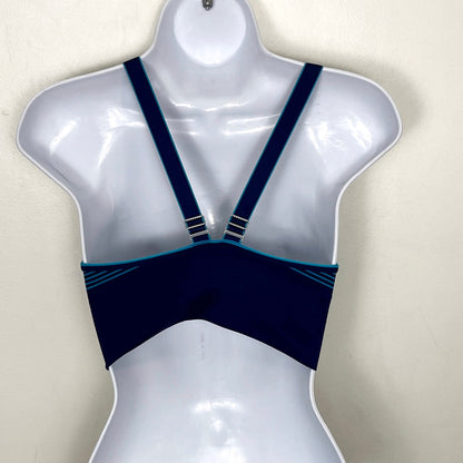 KMRY1 - DKNY blue striped lightly padded sports bra. Size small