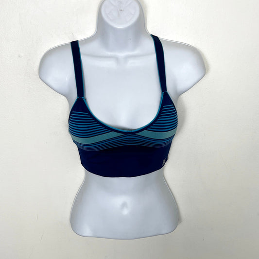 KMRY1 - DKNY blue striped lightly padded sports bra. Size small