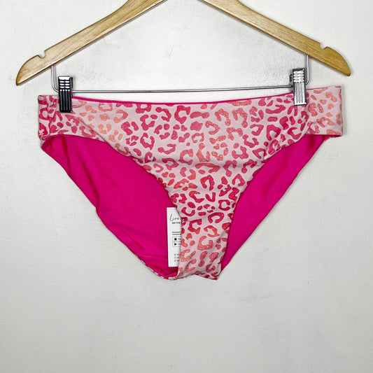 NOFF1 - NEW - Cupshe pink leopard print reversible bikini bottoms. Size large