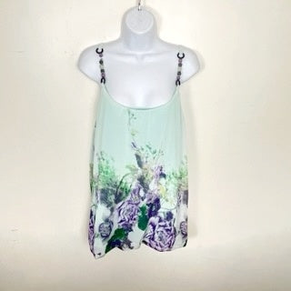 CBURD - Cream Soda mint floral print sleeved top. Size large