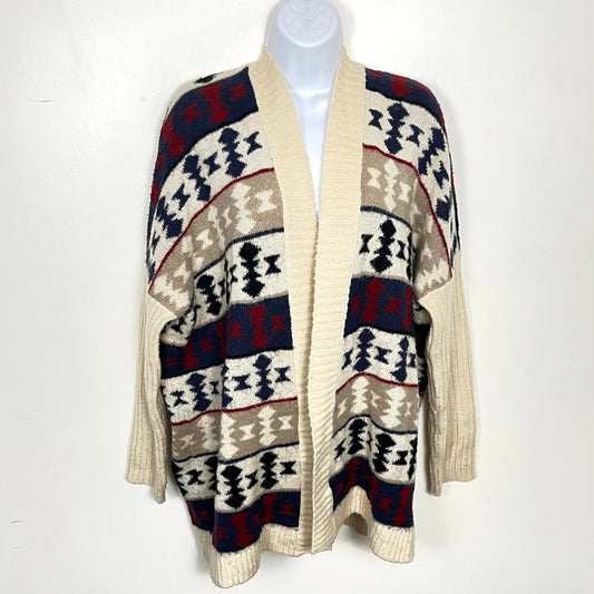 MBRS2 - Dreamers cream patterned open cardigan sweater. Size M/L
