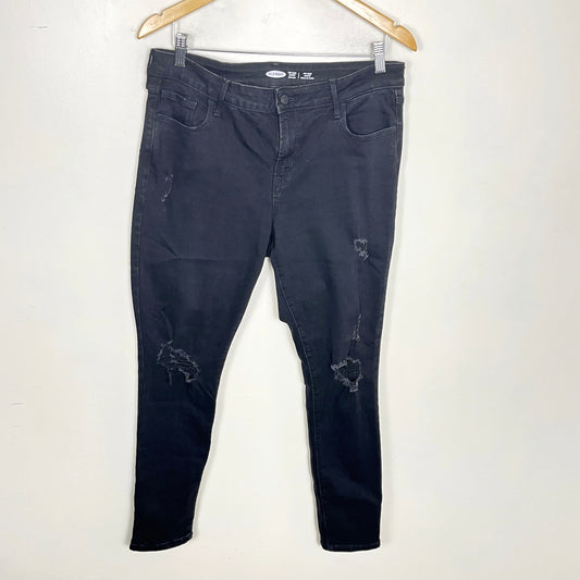 MBRS2 - Old Navy black mid-rise Pop Icon distressed skinny jeans. Size 10