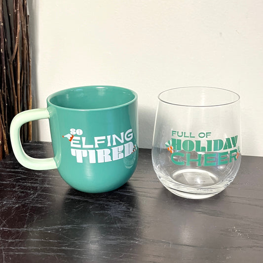 MBRS2 - NEW in box - Indigo Christmas mug and wine class set. LOCAL pick up or delivery only