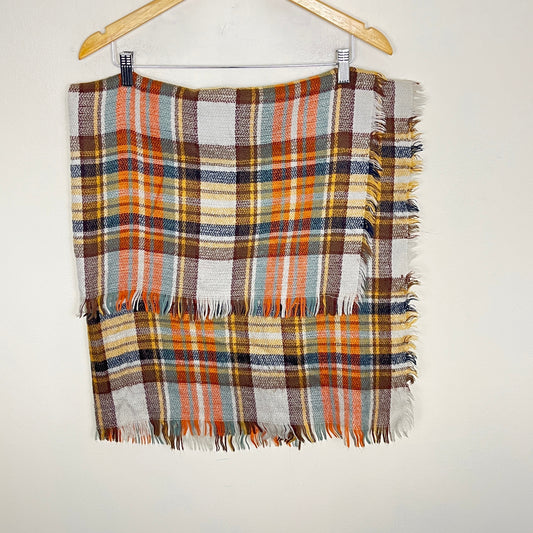 ESZ - Orange and brown plaid blanket scarf