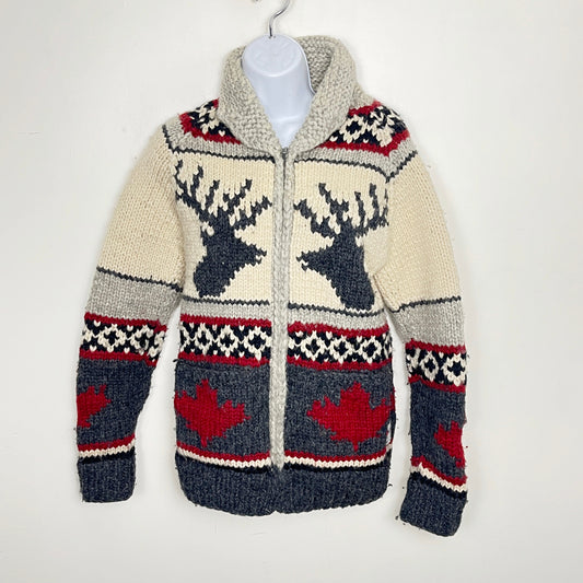 ESZ2 - Hudson's Bay Company 2010 Vancouver Olympics Elk Knit Canada Cardigan Sweater Jacket. Size XS