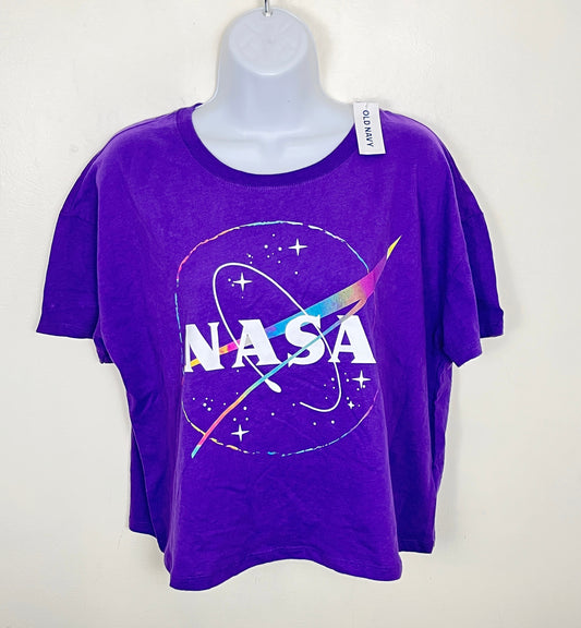 MBRS2 - NEW - Old Navy purple loose fit cropped NASA t-shirt. Size large