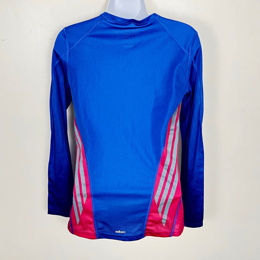 KMRY2 - Adidas pink and blue mesh long sleeved active top. Size XS