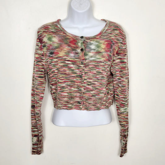 JECH1 - Buttermelon multi-colour cropped cardigan sweater. Size medium