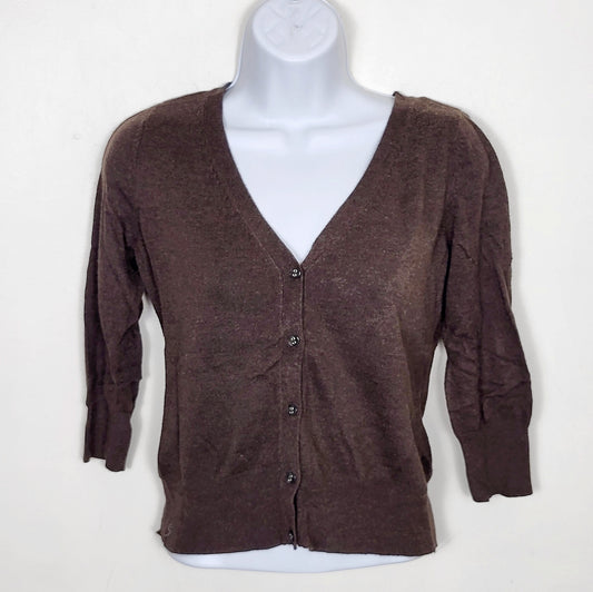 JECH1 - Mossimo brown fitted cardigan sweater. Size small
