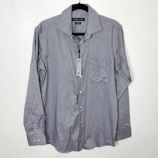 CFTZ - NEW - Andrew Fezza grey patterned no-iron modern fit dress shirt. Size medium
