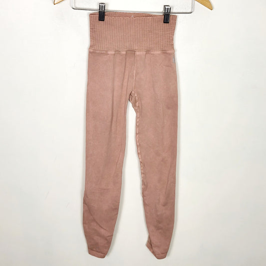 ESZ2 - Free People pinky-brown tie "Good Karma" ankle leggings. Size XS/S