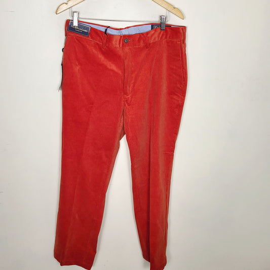 CKLB1 - NEW - Ralph Lauren blue label classic fit men's corduroy trousers in "Sportsman Orange". Size 36