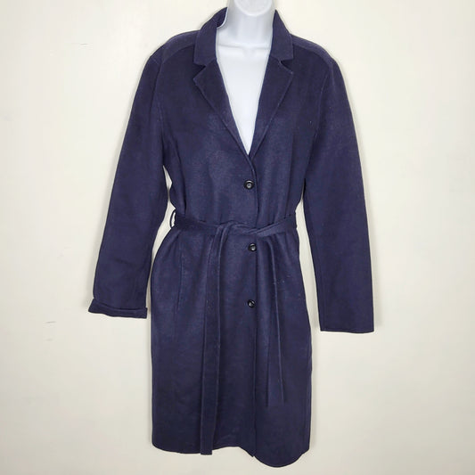 CKLB1 - Gap navy belted wool blend pea coat trench. Size large TALL