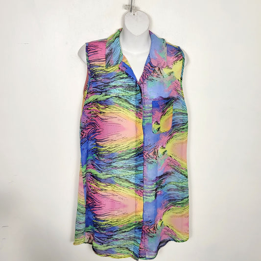 CKLB - Supre multi-colour abstract patterned sleeveless button down mini dress. Size medium