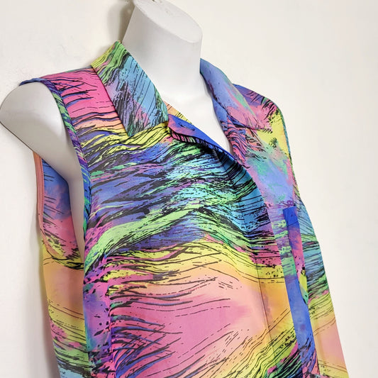 CKLB - Supre multi-colour abstract patterned sleeveless button down mini dress. Size medium
