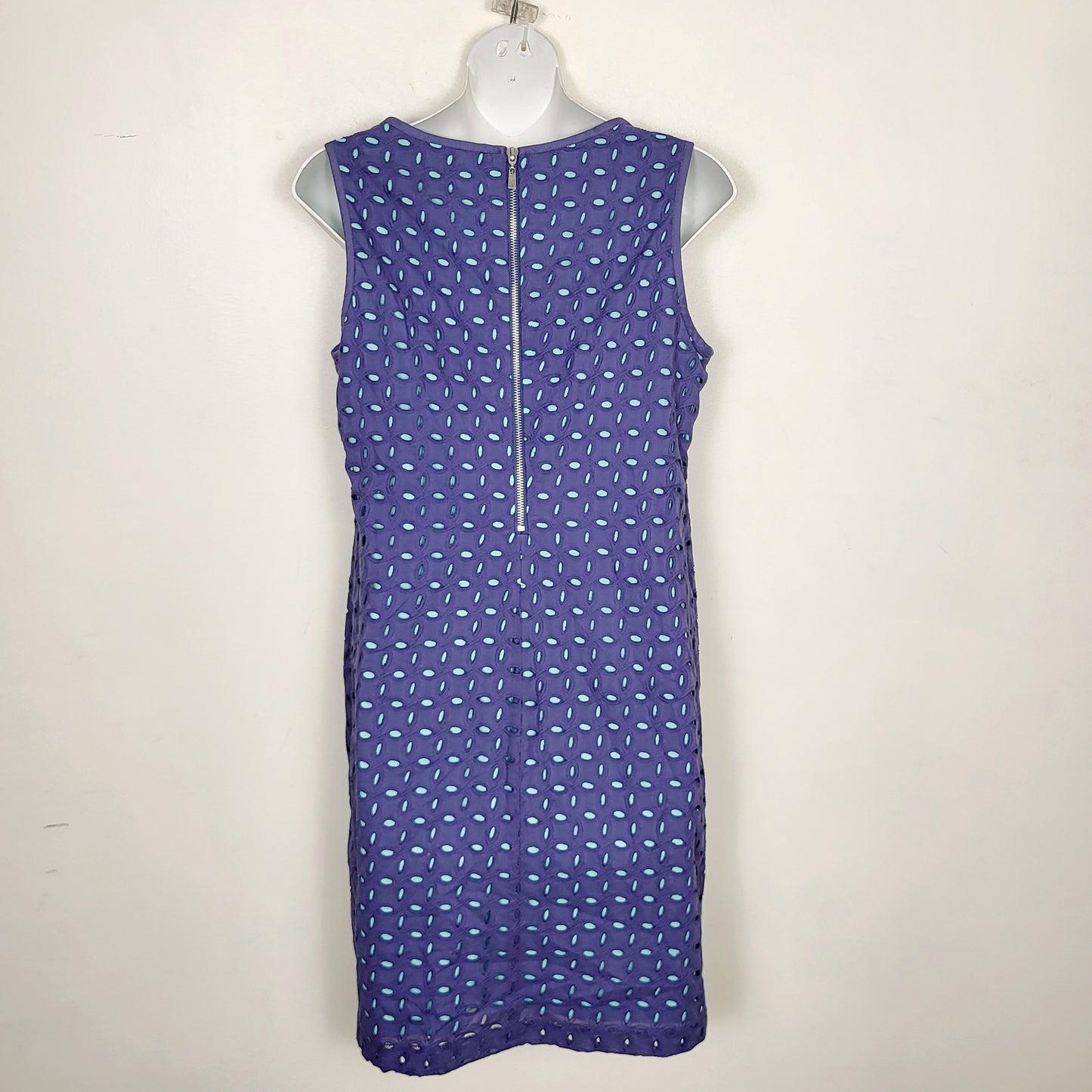 CKLB1 - Nine West Blue Overlay Turquoise Lined Sleeveless Casual Dress. Size 6