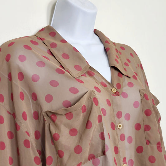 CKLB1 - Free People Polka Dot ‘Easy Rider" button down blouse. Size XS
