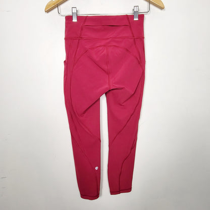 MVLK1 - Lululemon Ruby Red Time To Sweat Crop Leggings. Size 4. 🍁
