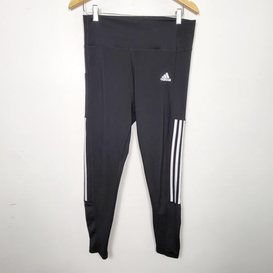 MVLK - Adidas black PrimeGreen Aeroready side striped leggings with pockets. Size large