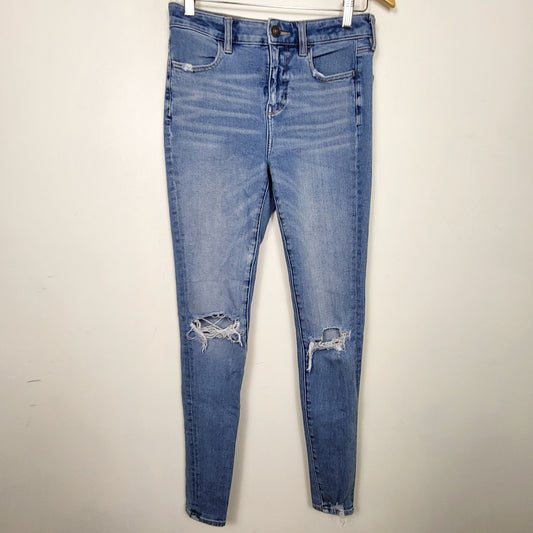 MVLK - American Eagle distressed high rise jeggings. Size 4